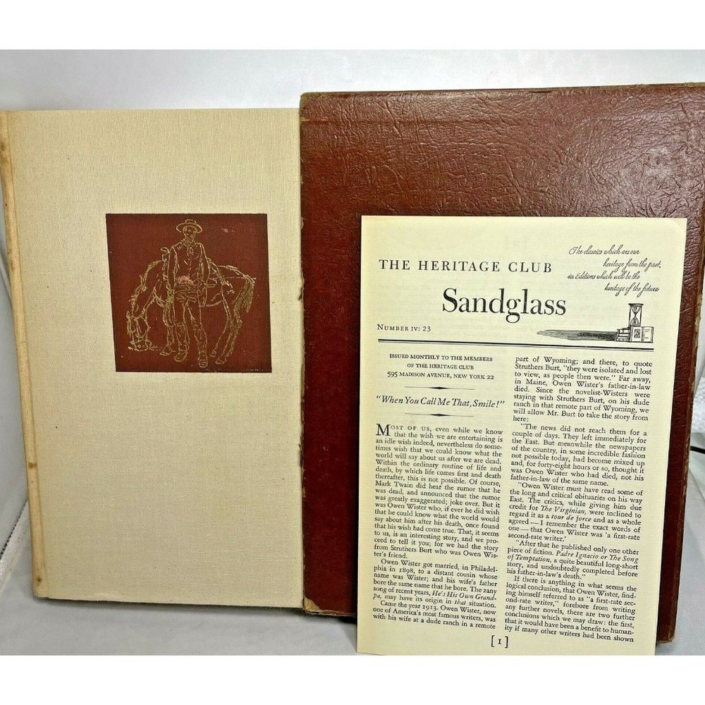 Vintage THE VIRGINIAN Heritage Press - Owen Wister 1951 with SANDGLASS Brochure